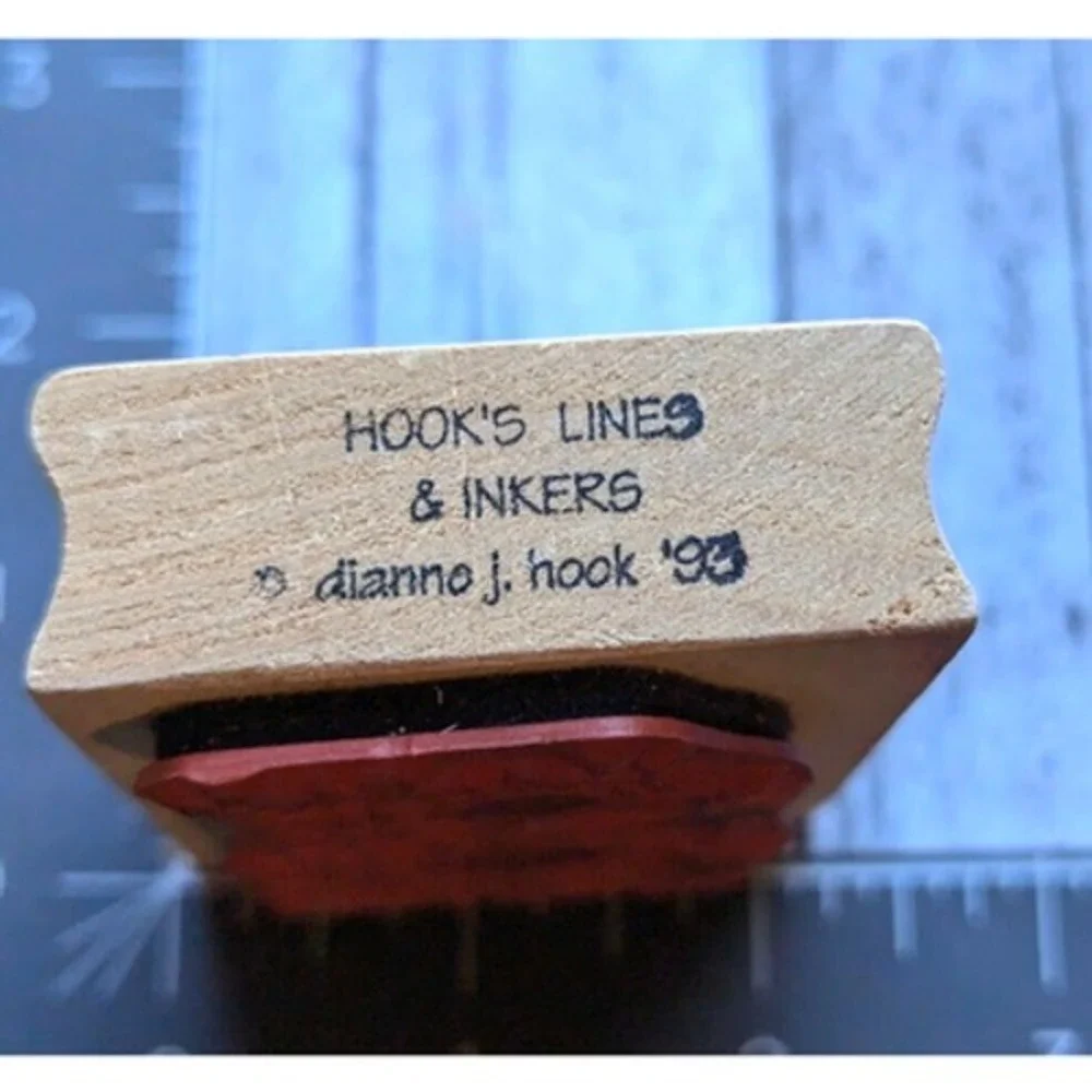 Hooks Lines Inkers Balloons Confetti Streamers Rubber Stamp Wood #H75